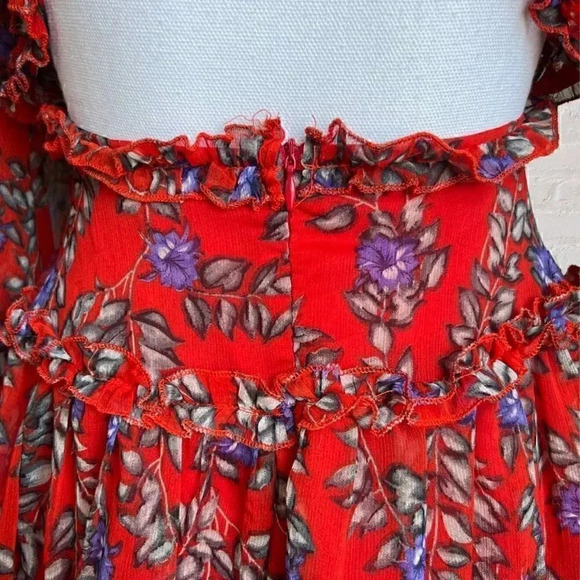 Angel Biba Red Floral Tiered Dress - Picture 5 of 9